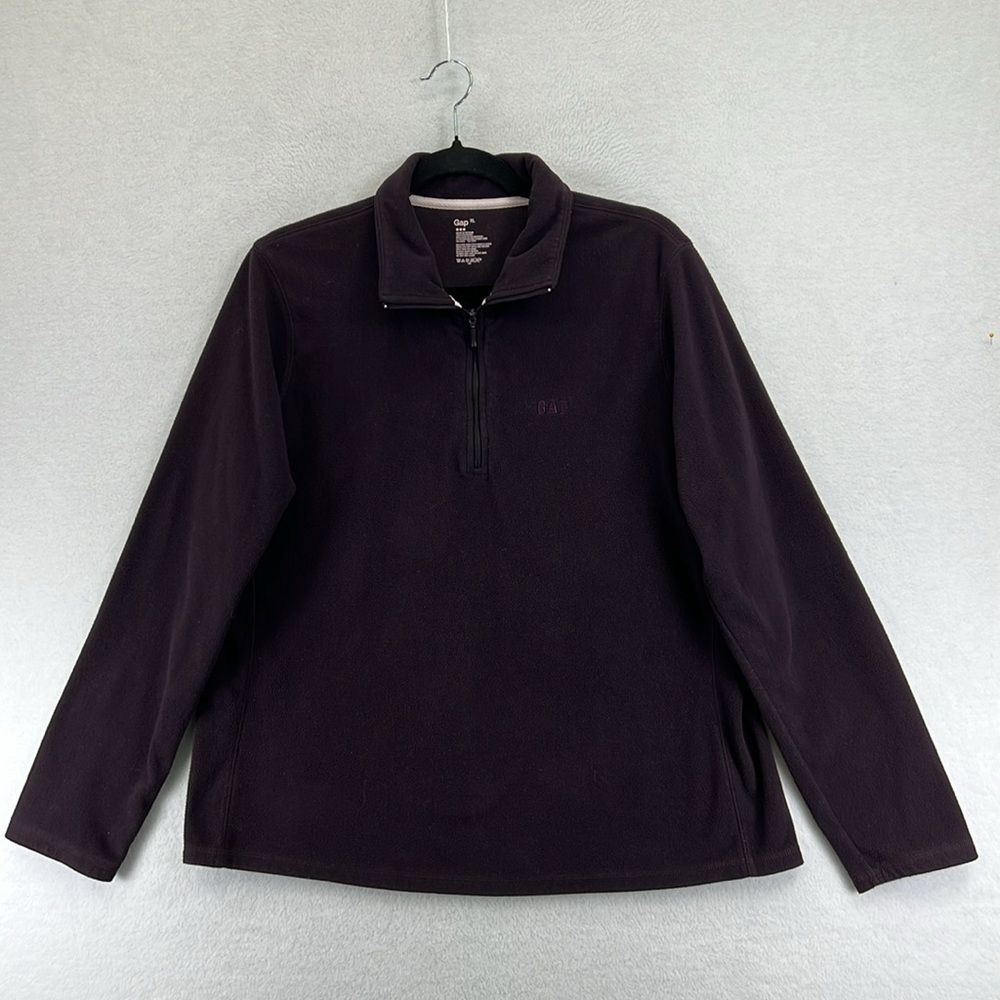 GAP Pullover Fleece Women’s Top Size XL Eggplant Purple 1/3 Zip Front Polyester